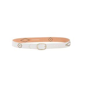PERSAMAN NEW YORK Beige Made In Italy Leather Studded Belt